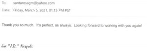 Testimonial handwriting image
