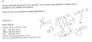 Testimonial handwriting image