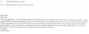 Testimonial handwriting image