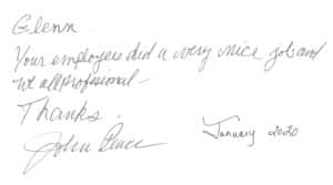 Testimonial handwriting image